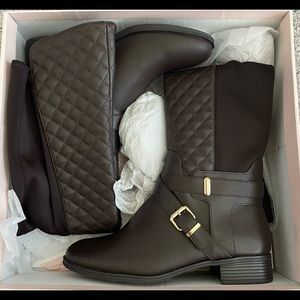 Womens Brown Quilted Over knee boots